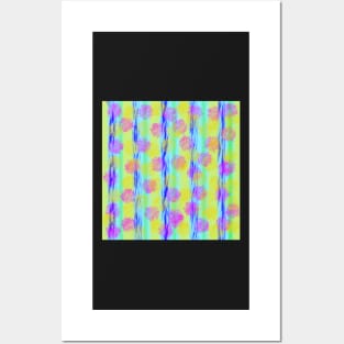 Pink Aqua Yellow Floral Abstract Posters and Art